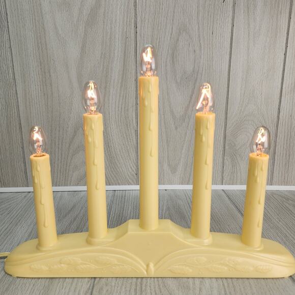 Vintage Christmas Window Candles 5 Light 10" Candolier Electric Drip Wax TESTED - Picture 2 of 12
